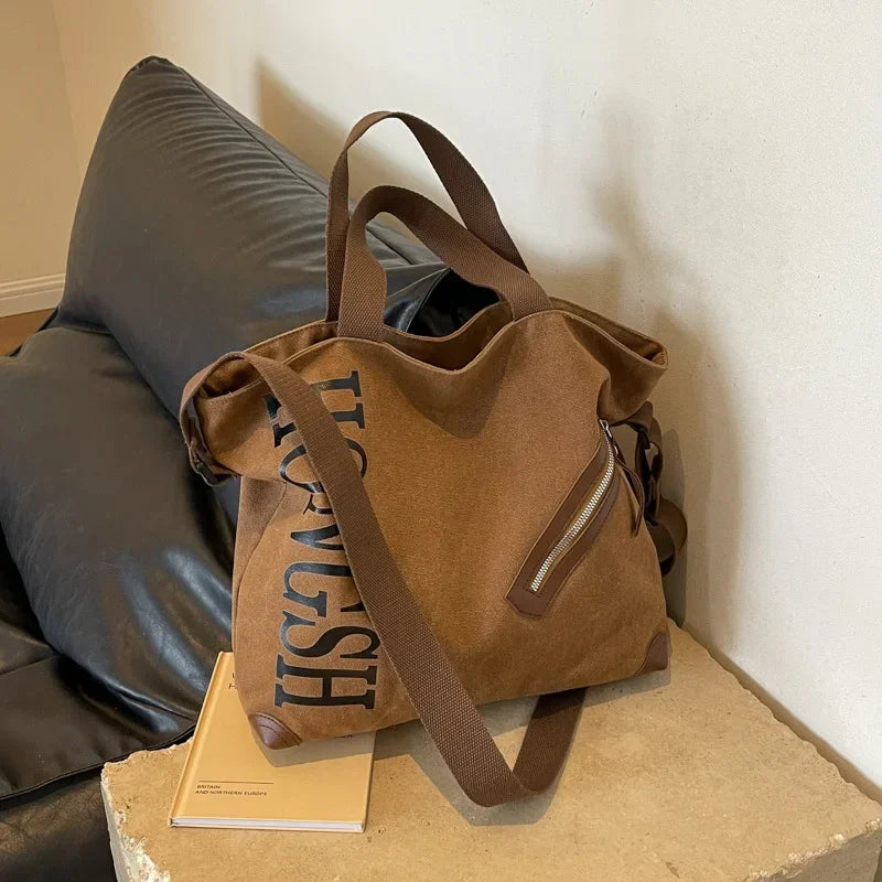 Canvas Tote Women's New Casual Large-capacity Commuter Tote Bag Student Class Letter Shoulder Bag Wholesale