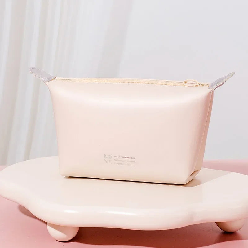 Cosmetic Bags For Women Elegant PU Leather Make Up Pouch Travel Toiletries Organizer Storage Hangbag Korean Carry-on Makeup Tote