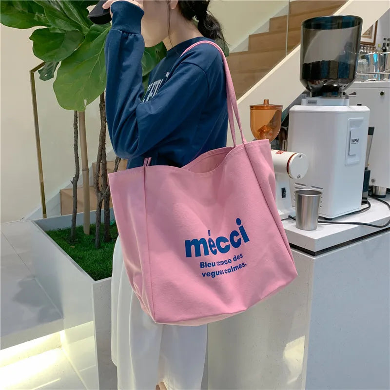 Art canvas bag simple commuter large capacity shoulder bag Tutoring bag Tote bag class eco-friendly canvas bag