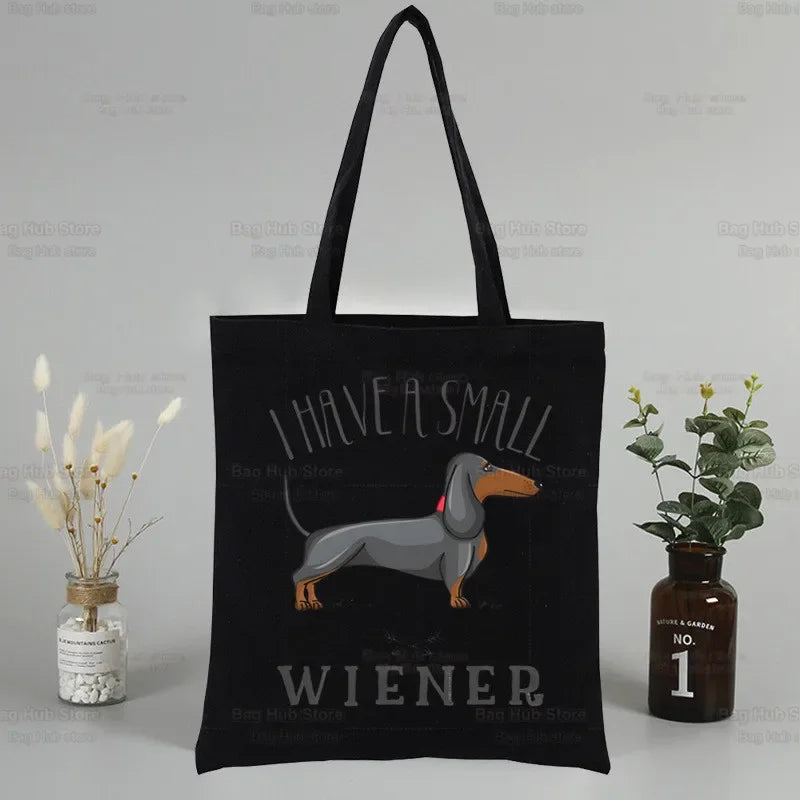 Dachshund Teckel Tote Eco Harajuku Shopper Shoulder Bags,Drop ShipCute Dog Women Shopping Canvas Bag