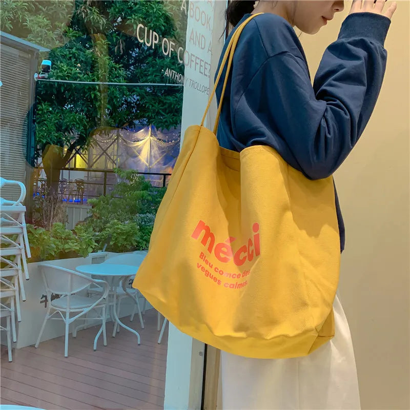 Art canvas bag simple commuter large capacity shoulder bag Tutoring bag Tote bag class eco-friendly canvas bag