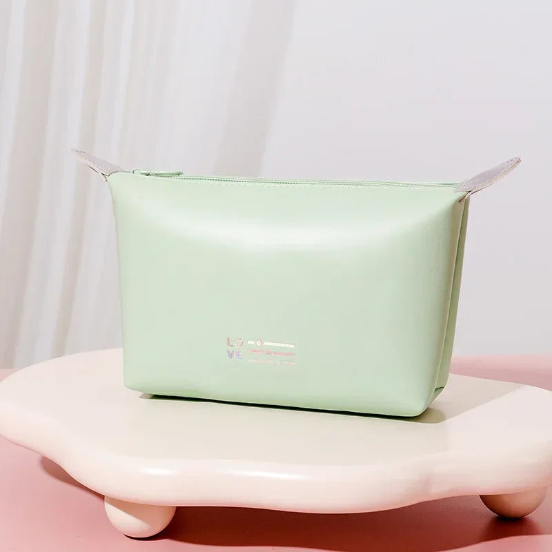 Cosmetic Bags For Women Elegant PU Leather Make Up Pouch Travel Toiletries Organizer Storage Hangbag Korean Carry-on Makeup Tote