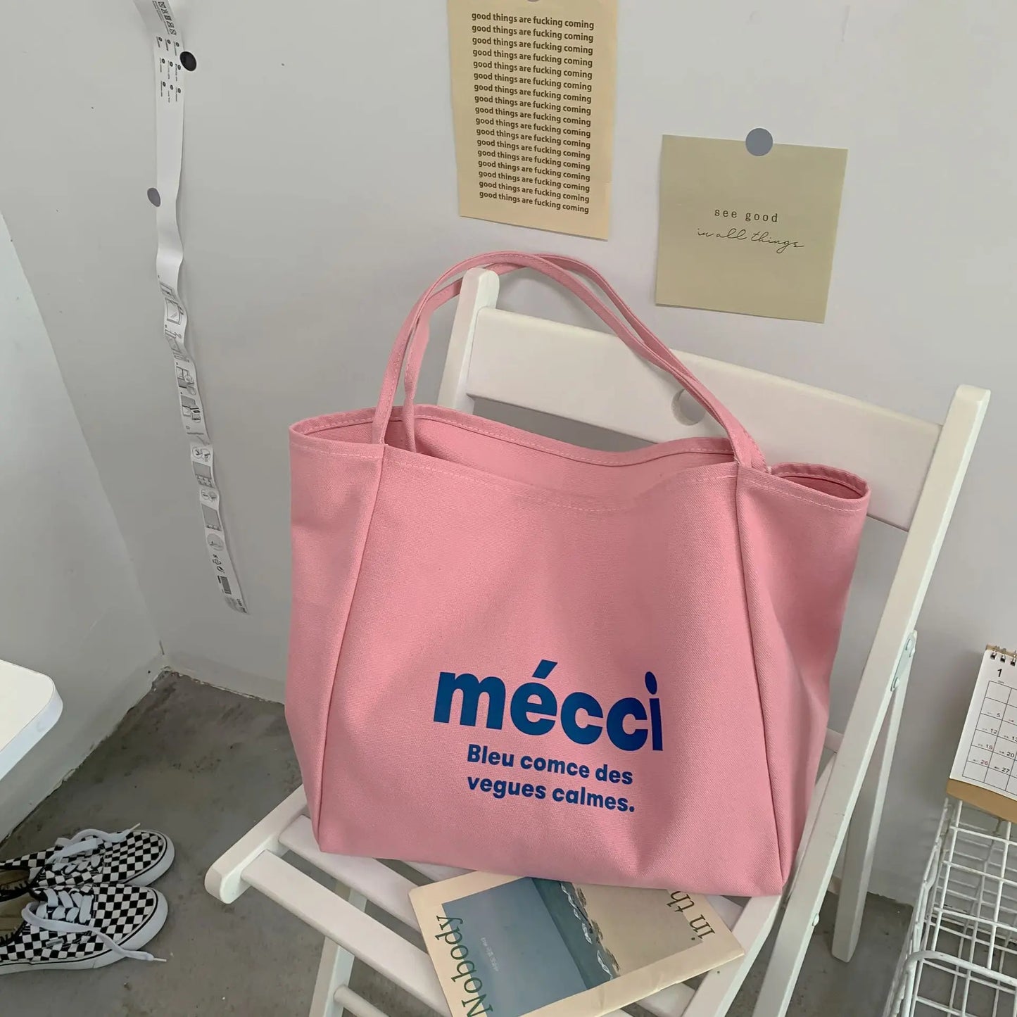 Art canvas bag simple commuter large capacity shoulder bag Tutoring bag Tote bag class eco-friendly canvas bag