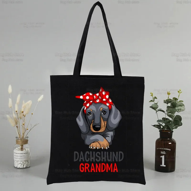 Dachshund Teckel Tote Eco Harajuku Shopper Shoulder Bags,Drop ShipCute Dog Women Shopping Canvas Bag