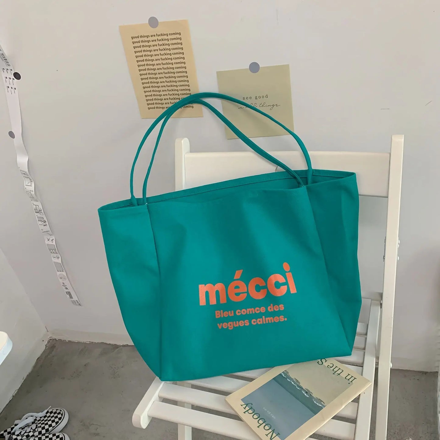 Art canvas bag simple commuter large capacity shoulder bag Tutoring bag Tote bag class eco-friendly canvas bag