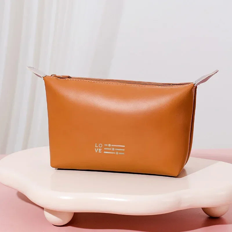 Cosmetic Bags For Women Elegant PU Leather Make Up Pouch Travel Toiletries Organizer Storage Hangbag Korean Carry-on Makeup Tote