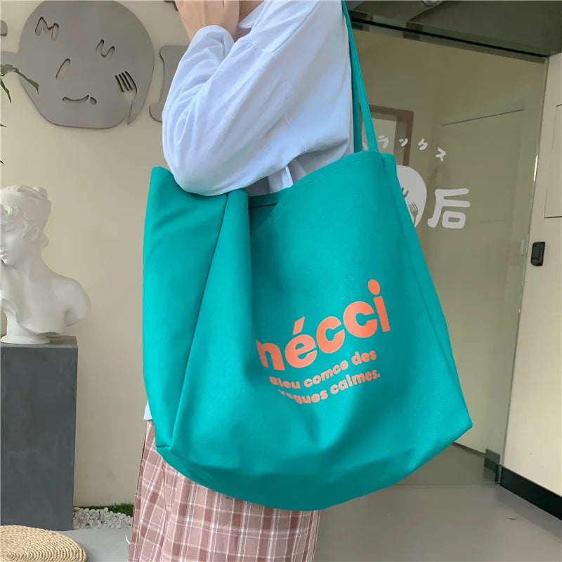 Art canvas bag simple commuter large capacity shoulder bag Tutoring bag Tote bag class eco-friendly canvas bag