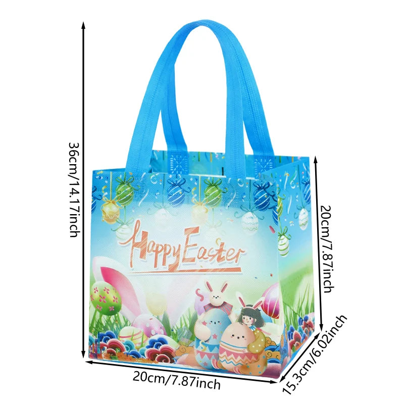 Easter Non-Woven Tote Bag Easter Themed Shopping Bag Easter Basket Sustainable Reusable Bags Colorful Design