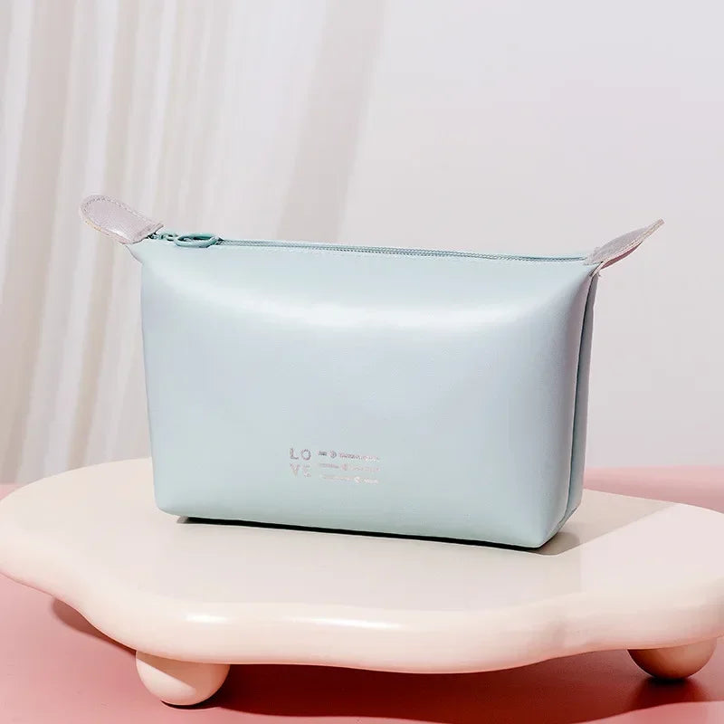 Cosmetic Bags For Women Elegant PU Leather Make Up Pouch Travel Toiletries Organizer Storage Hangbag Korean Carry-on Makeup Tote