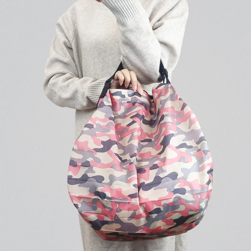 Big Folding Shopping Bag Eco-Friendly Reusable Portable One Shoulder Handbag For Travel Grocery Fashion Pocket Bags