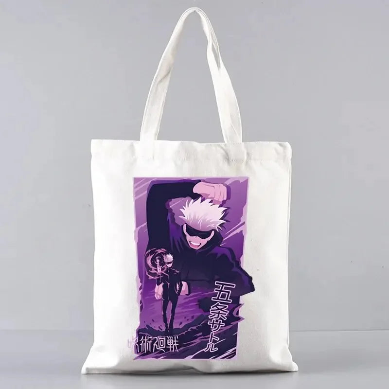 Fashion Gojo Satoru Jujutsu Kaisen Otaku Women's Tote Bag Eco-friendly Foldable Large Capacity Travel Shopping Bag Handbag