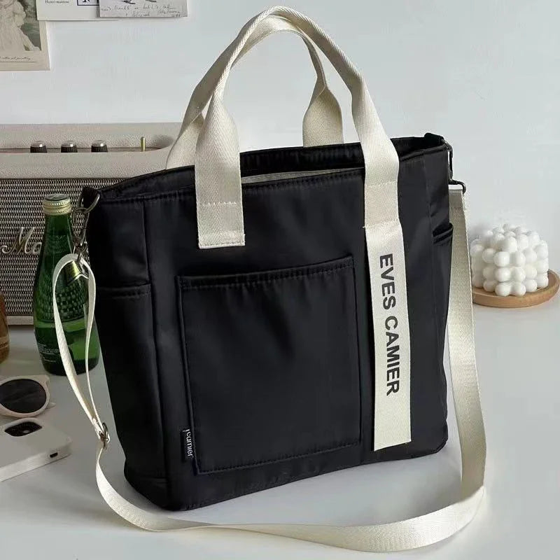 Casual Tote Large Capacity Shoulder Bag Nylon Waterproof Canvas Handbag Simple Fashion Messenger Bags for School Girl