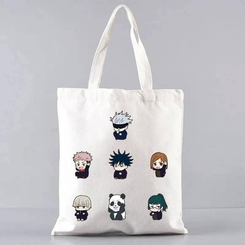 Fashion Gojo Satoru Jujutsu Kaisen Otaku Women's Tote Bag Eco-friendly Foldable Large Capacity Travel Shopping Bag Handbag