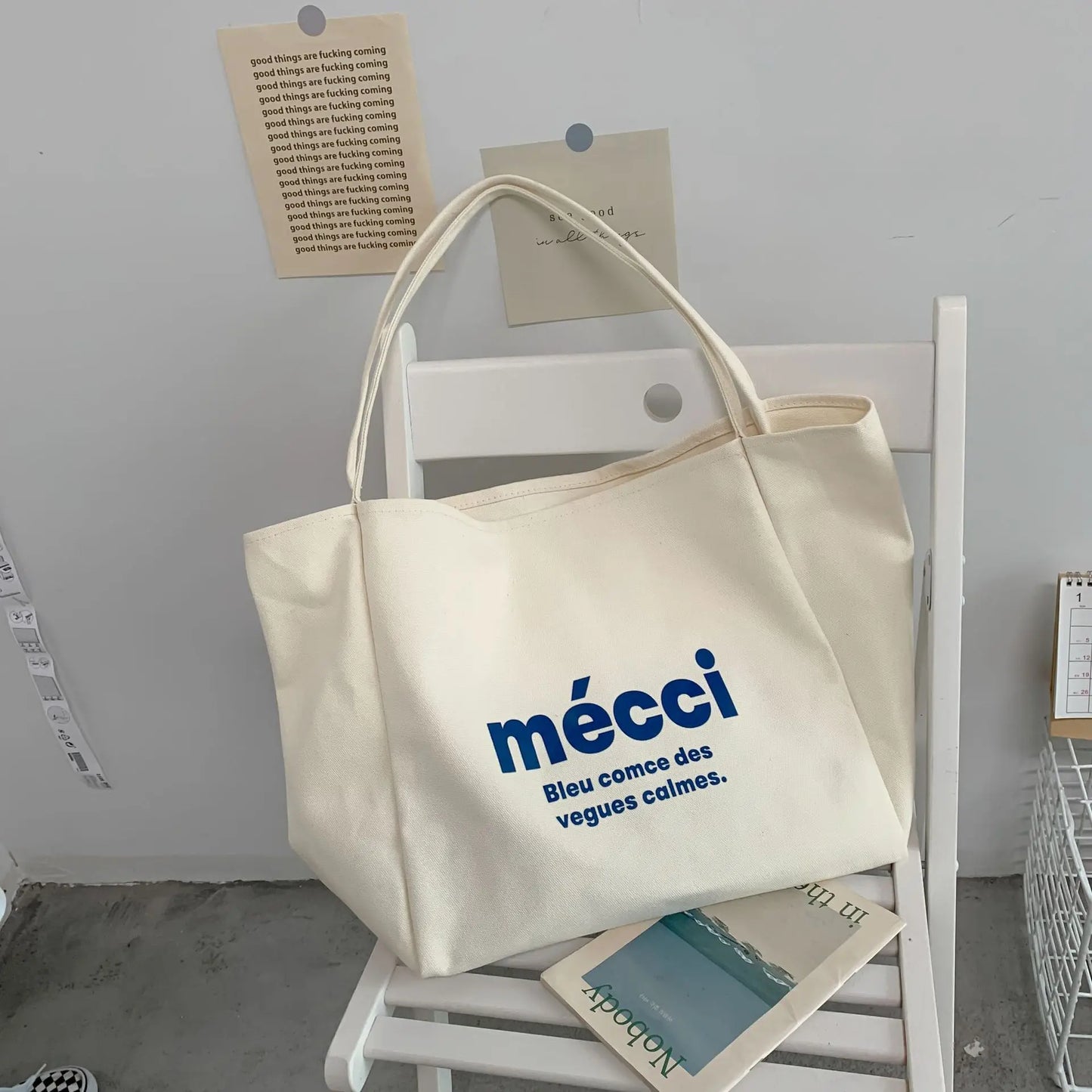 Art canvas bag simple commuter large capacity shoulder bag Tutoring bag Tote bag class eco-friendly canvas bag