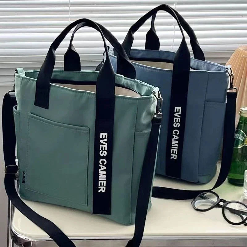 Casual Tote Large Capacity Shoulder Bag Nylon Waterproof Canvas Handbag Simple Fashion Messenger Bags for School Girl