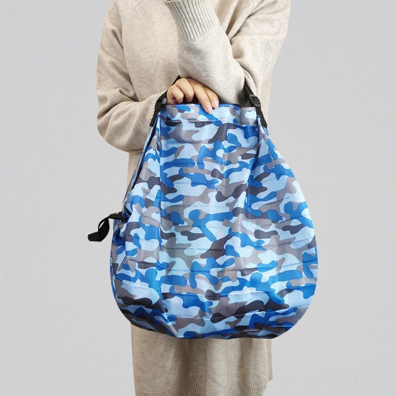 Big Folding Shopping Bag Eco-Friendly Reusable Portable One Shoulder Handbag For Travel Grocery Fashion Pocket Bags