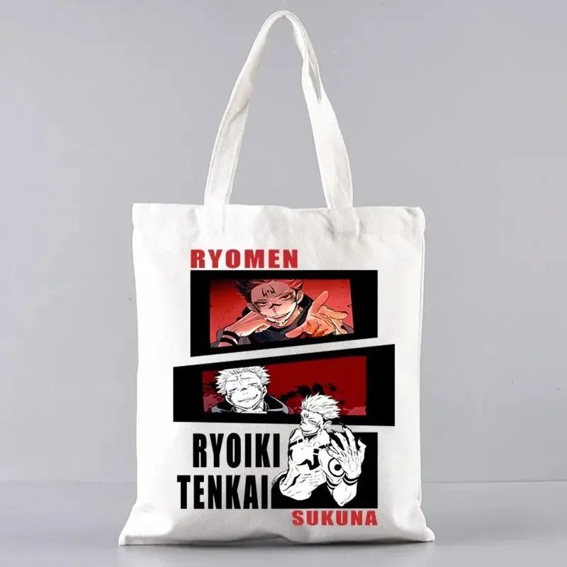 Fashion Gojo Satoru Jujutsu Kaisen Otaku Women's Tote Bag Eco-friendly Foldable Large Capacity Travel Shopping Bag Handbag