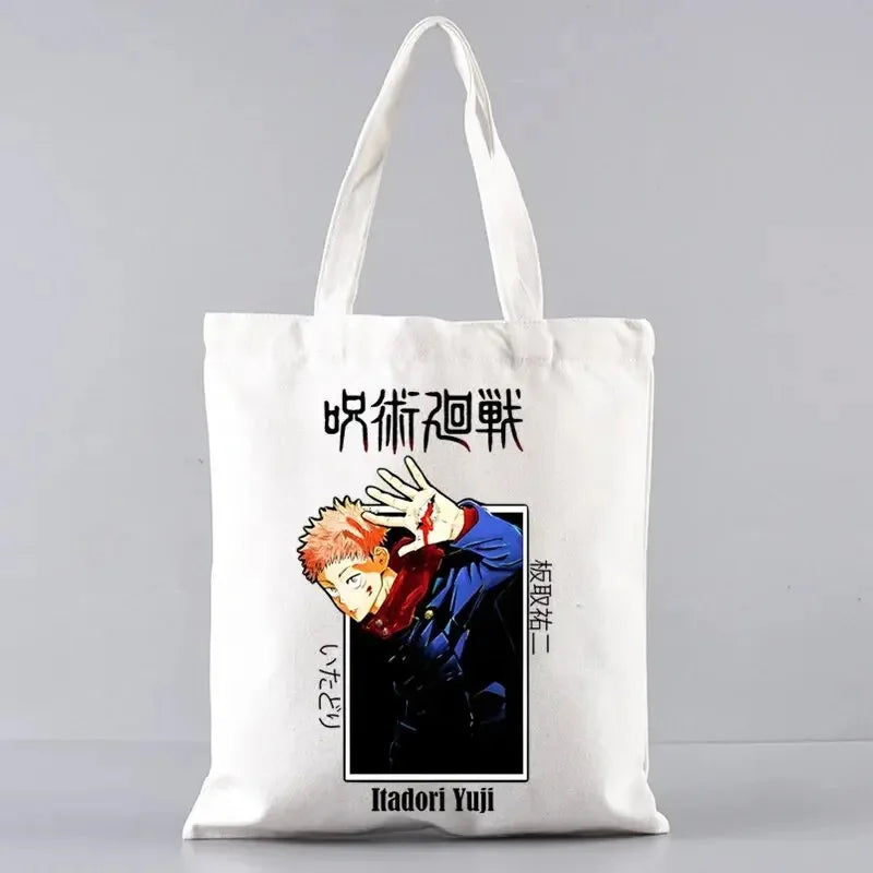 Fashion Gojo Satoru Jujutsu Kaisen Otaku Women's Tote Bag Eco-friendly Foldable Large Capacity Travel Shopping Bag Handbag