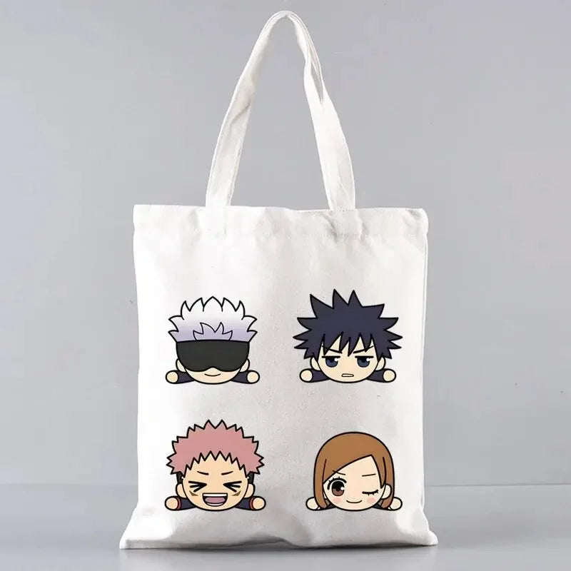 Fashion Gojo Satoru Jujutsu Kaisen Otaku Women's Tote Bag Eco-friendly Foldable Large Capacity Travel Shopping Bag Handbag