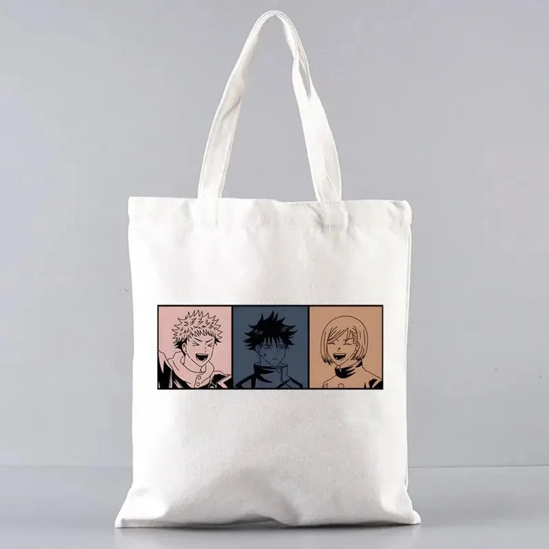 Fashion Gojo Satoru Jujutsu Kaisen Otaku Women's Tote Bag Eco-friendly Foldable Large Capacity Travel Shopping Bag Handbag
