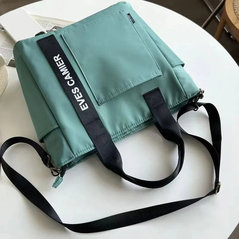 Casual Tote Large Capacity Shoulder Bag Nylon Waterproof Canvas Handbag Simple Fashion Messenger Bags for School Girl