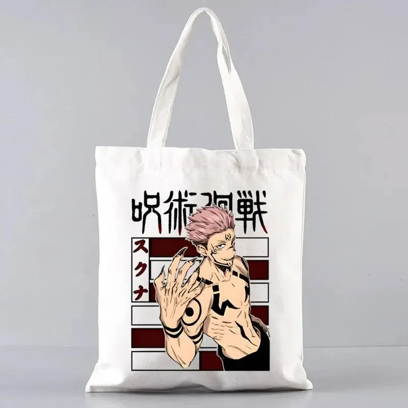 Fashion Gojo Satoru Jujutsu Kaisen Otaku Women's Tote Bag Eco-friendly Foldable Large Capacity Travel Shopping Bag Handbag
